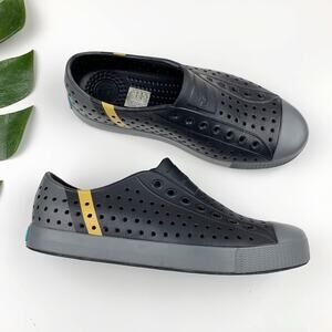 Native Jefferson Block Slip On Shoes Black Grey Casual Men's 5 Women's 7